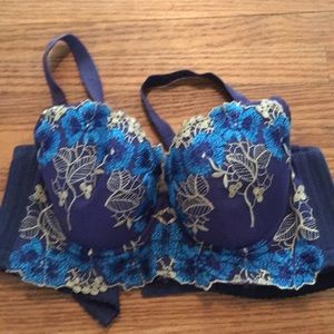Blue floral lace bralette